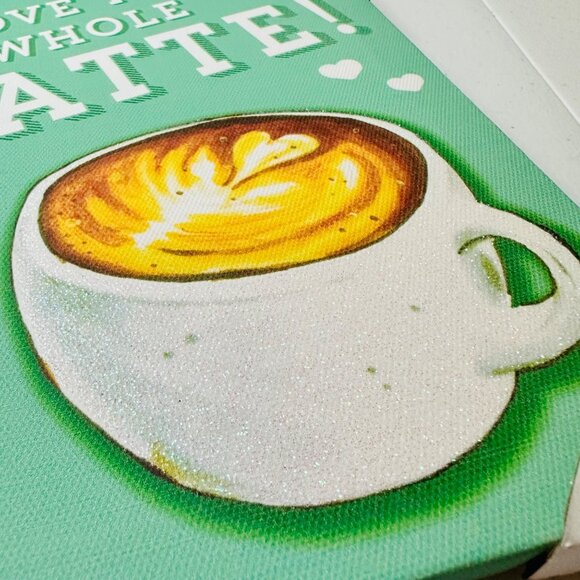 I LOVE YOU A WHOLE LATTE Canvas Wall Art Coffee Sign Coffee Decor Glitter Accent - Picture 7 of 7